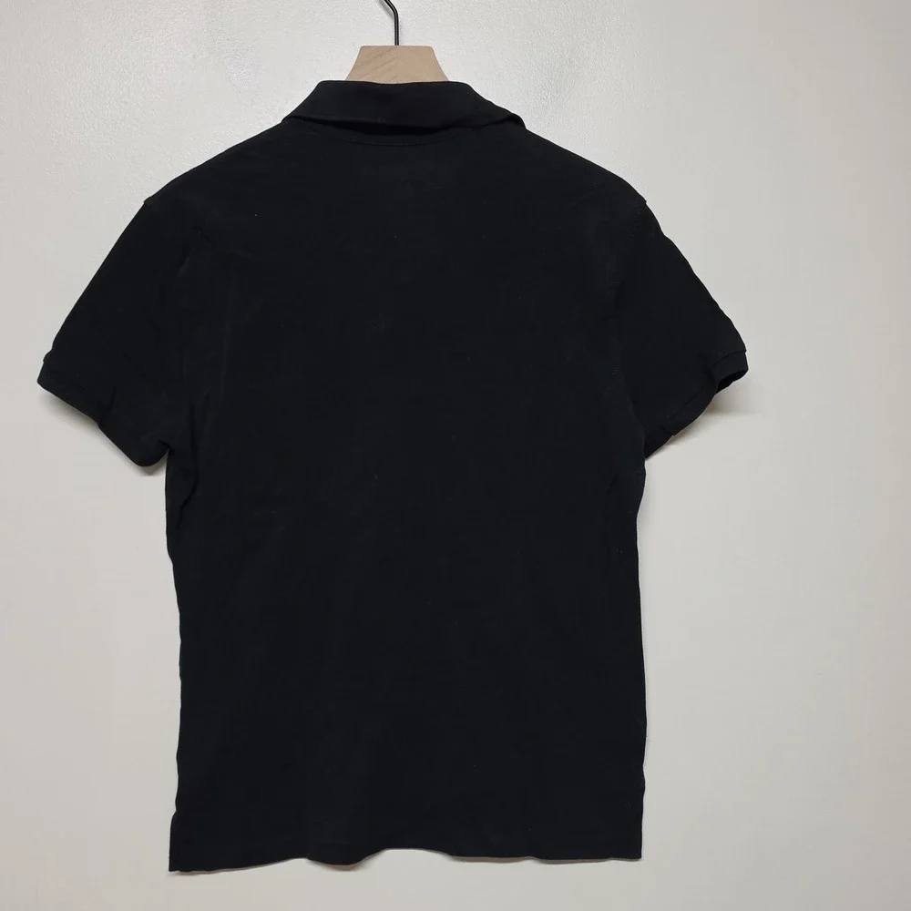 Ralph Lauren Black Label Mens Black Polo Shirt Zip Pocket Stretch Cotton Size M